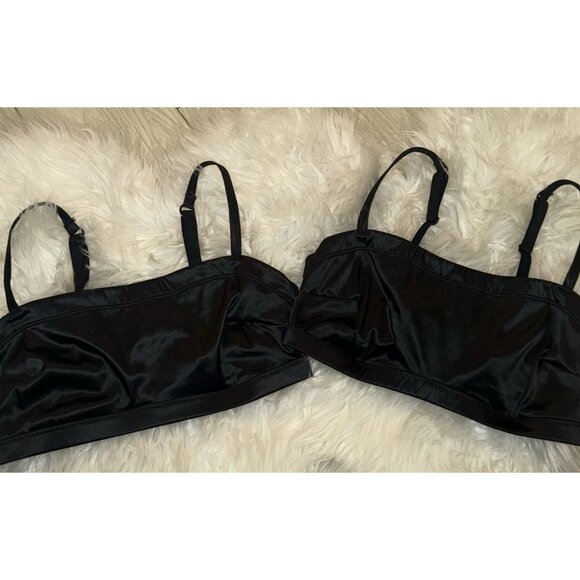 2 Aerie Shiny Bandeau Bralettes Bras Unlined Wire Free Womens S Small Black - Picture 2 of 5